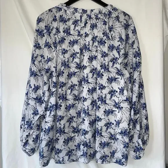 Lane Bryant Swing Popover Floral Blouse Bracelet-Sleeve Lightweight Size 14 16 - Picture 5 of 10